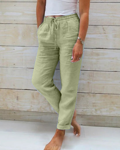 ⏳Time-Limited Special⏰Women's  Elastic Waist Cotton Linen Wide Leg Pants