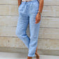 ⏳Time-Limited Special⏰Women's  Elastic Waist Cotton Linen Wide Leg Pants