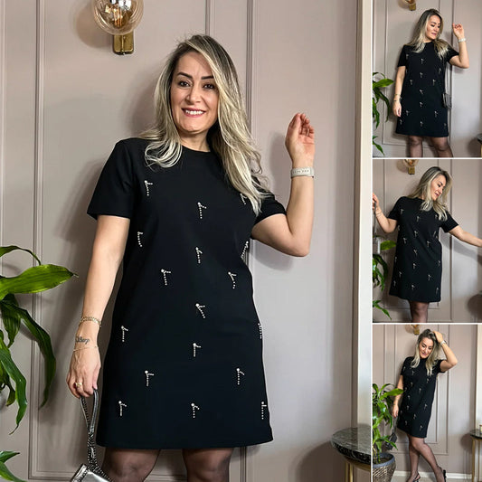 🌸Spring Specials💐 Women's Rhinestone Embellished Short Sleeve Dress