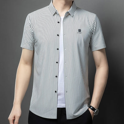 🎉🎊Men's Short Sleeve Striped Button-Down Shirt🎉🎊🌟