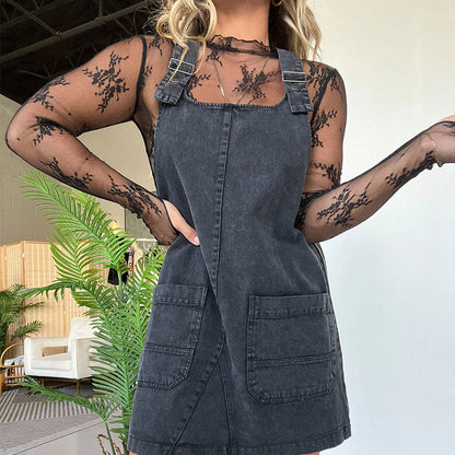 🫶👇Women's Washed Denim Sleeveless Overall Dress💥