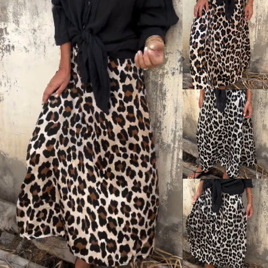 🧘Women's Casual Leopard Print Long Skirt🌟