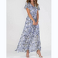 Short Sleeve Long Dress with Floral Print