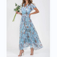 Short Sleeve Long Dress with Floral Print