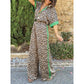 🌸Women's 2-Piece Leopard Print Outfit Button-Down Shirt & Wide-Leg Pants🌸