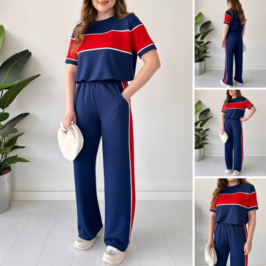 🌸Limited-time discount🌸 Women's Two-Piece Color-Block Casual Tracksuit