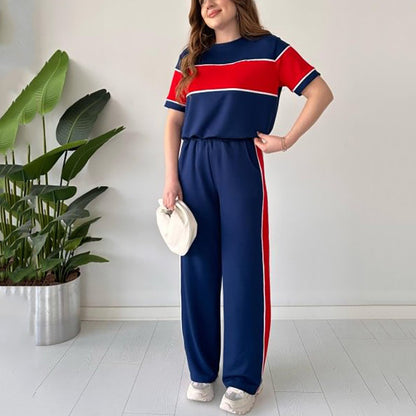 🌸Limited-time discount🌸 Women's Two-Piece Color-Block Casual Tracksuit