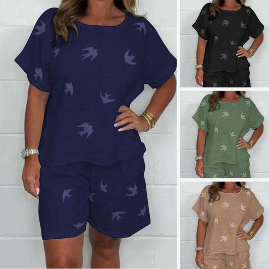 💖Hot Sales-50% OFF✨Casual Printed Cotton-Linen Short Sleeve Shorts Set