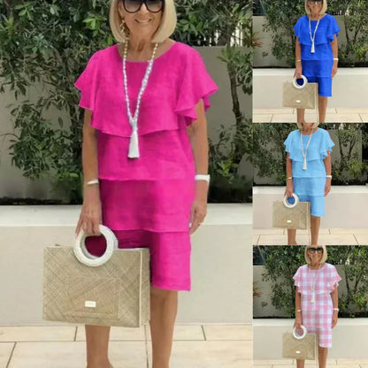 💕Limited Time 50% Off💕Ruffle Detail Short Sleeve Knee-Length Chiffon Dress