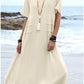 💕Summer New💕Women's Round Neck Cotton Linen Midi Dress