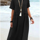 💕Summer New💕Women's Round Neck Cotton Linen Midi Dress