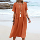 💕Summer New💕Women's Round Neck Cotton Linen Midi Dress