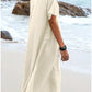 💕Summer New💕Women's Round Neck Cotton Linen Midi Dress