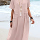 💕Summer New💕Women's Round Neck Cotton Linen Midi Dress