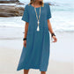 💕Summer New💕Women's Round Neck Cotton Linen Midi Dress