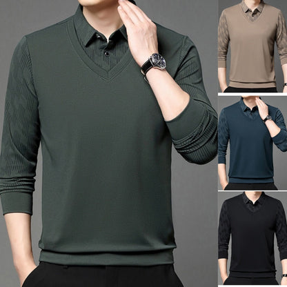 🔥🔥🔥Men's Casual Faux Two-Piece Long-Sleeve Top