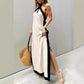 Women's Backless Halter Neck Split Maxi Dress