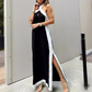 Women's Backless Halter Neck Split Maxi Dress