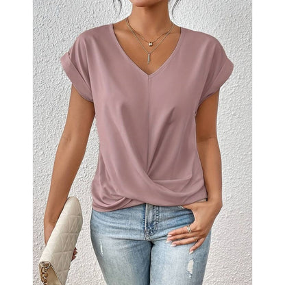 🔥🌹Mother's Day Promotion 🎁 50% OFF💥BIG SALE💷Best Price👚Casual Short Sleeve Elegant V-neck Twist Tee