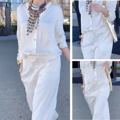 💐💐Women's Casual White Top & Pants Two-Piece Set💐💐