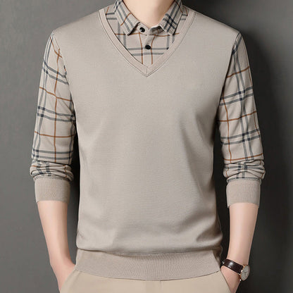 Men's Layered Style Long Sleeve Top