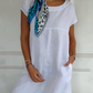 🏖️Summer Hot Sale 50% OFF🌼Women's Round Neck Short Sleeve Cotton Linen Dress