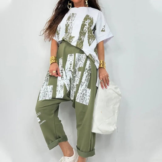 🌸🌸🌸Women's Two-Piece Casual Letter Print Outfit