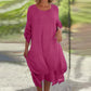 🌼Last Day Sale 49% OFF🌼Women's Elegant Solid Color Round Neck Loose Fit Dress