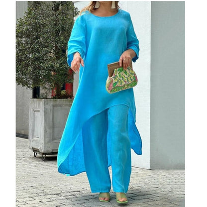 🌊Summer Specials💕Women's Solid Color Linen Fashionable Casual Suit💃💃