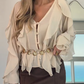 🩷Buy 2 Free shipping✈️📣🥰2025 Spring Sale: Big Discounts👚V-Neck Button Closure Ruffle Trimmed Blouse