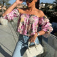 🌸🌸🌸Floral Print Smocked Off-the-Shoulder Top🌸🌸🌸