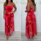 Spaghetti Strap Mesh Floral Maxi Dres
