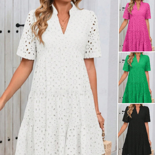 💥Last Day Special Sale 50% OFF💃Women's V-Neck A-Line Cutout Printed Dress