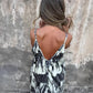 💙LAST DAY SALE 50% OFF💙Women's Printed Spaghetti Strap Backless Dress