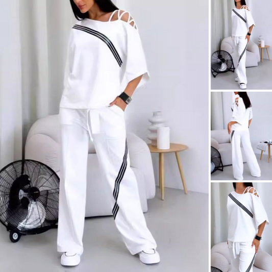 💕Women’s Striped Short-Sleeve Tops ＆ Pants Two-Piece Set