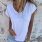 🌿Summer Specials🌿Simple Solid Color V-Neck Cap Sleeve Top
