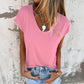 🌿Summer Specials🌿Simple Solid Color V-Neck Cap Sleeve Top