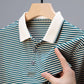 👕Men's Business Casual Striped Breathable Lapel T-Shirt