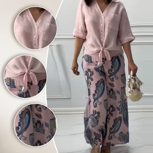 💕Limited Sale 50% OFF💕Women's Fashion Loose Cardigan Shirt & High Waist Pants Two Piece Set