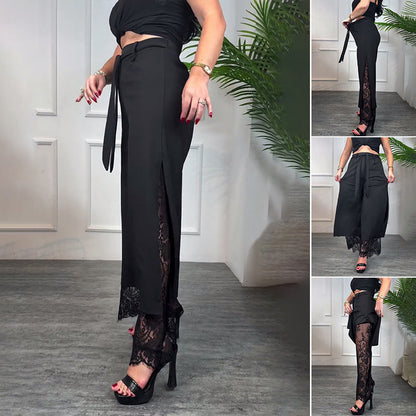 💕Limited Sale 50% OFF💕Sexy Lace Lined Wide Leg Pants