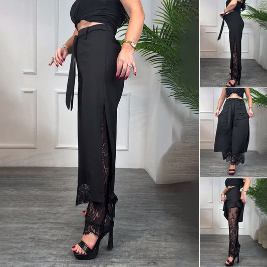 💕Limited Sale 50% OFF💕Sexy Lace Lined Wide Leg Pants