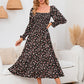Women's Elegant Flared Sleeve Floral Dress