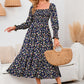 Women's Elegant Flared Sleeve Floral Dress