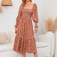 Women's Elegant Flared Sleeve Floral Dress