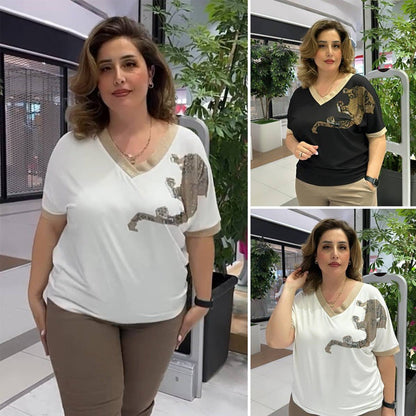 🌸Spring Specials💐 Women's Casual Elegant Printed V-Neck Top