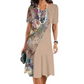 Women's Elegant Floral Print Round Neck Dress