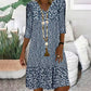Women's Fashion Printed Mid Sleeve V-Neck Dresses