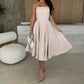 🌸Spring New Arrivals💃Elegant Solid Color Strapless Midi Dress