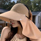 🌞2025 Summer Essentials😍 👒Large-brim Hollow Sunscreen Hat with Removable Neck Shawl