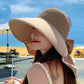 🌞2025 Summer Essentials😍 👒Large-brim Hollow Sunscreen Hat with Removable Neck Shawl